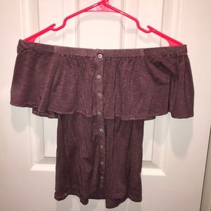 Purple American Eagle Off-Should Shirt